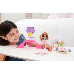 Barbie Chelsea Doll and Skatepark Toy Playset 2 Puppies Ramp and Accessories