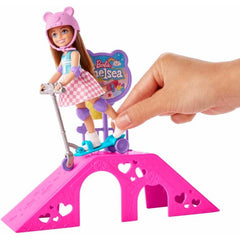 Barbie Chelsea Doll and Skatepark Toy Playset 2 Puppies Ramp and Accessories