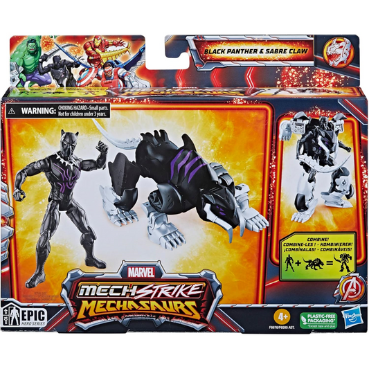 Marvel Mech Strike Black Panther & Sabre Claw Mechasaur 4-Inch Action Figure