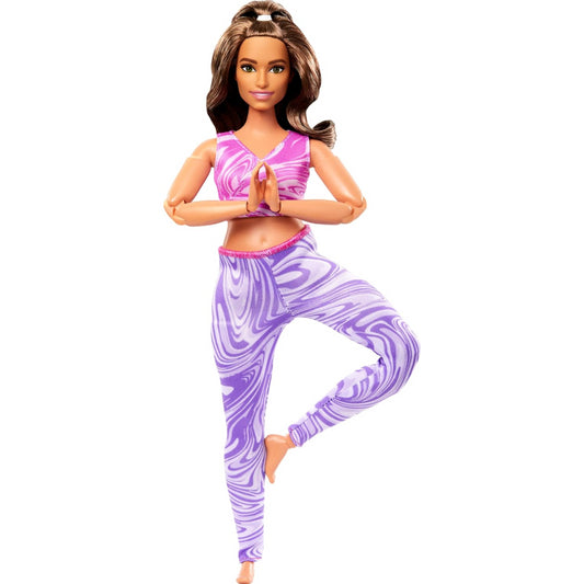 Barbie Made To Move Doll Brown Hair & Purple Top