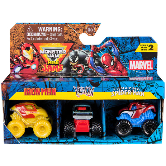 Monster Jam Marvel Mini Jams Iron Man Venom Spider-Man Set