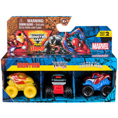 Monster Jam Marvel Mini Jams Iron Man Venom Spider-Man Set