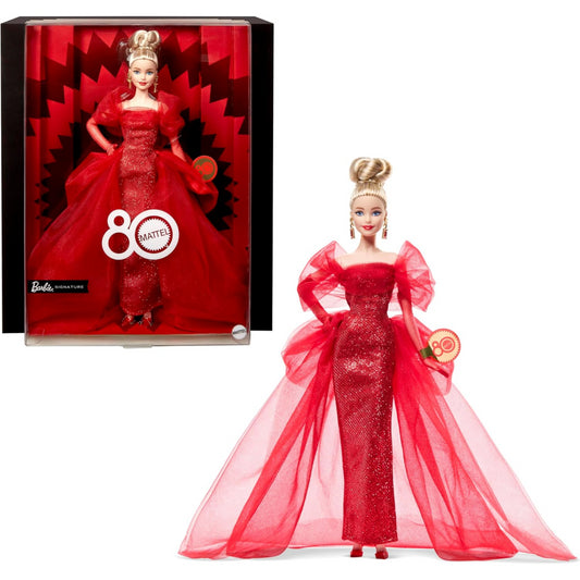 Barbie Signature Mattel 80th Anniversary Glittery Red Tulle Gown Doll