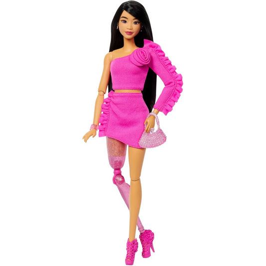 Barbie Deluxe Style Pink Outfit Doll with Glittery Prosthetic Leg