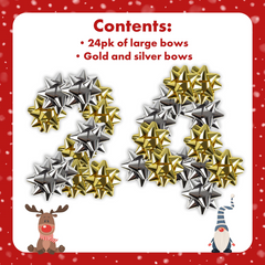 Abeec Christmas Jingle AMZ-0914 24-Large Silver and Gold Bows
