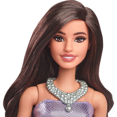 Barbie Fashionistas Brown Hair and Sequined Purple Bubble Dress Doll