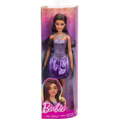Barbie Fashionistas Brown Hair and Sequined Purple Bubble Dress Doll