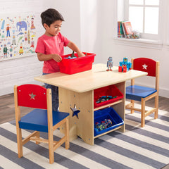 KidKraft Star Wooden Table & 2 Chair Set with Storage Bin for Toys