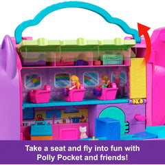 Polly Pocket Dolls and Playset Kitty Airways Airplane Travel Toy with 2 Dolls