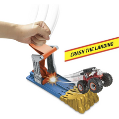 Hot Wheels Monster Trucks Launch & Bash Play Set with Launcher & 4 Crushed Cars