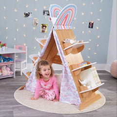 KidKraft Kids Book Nook Tent with Shelves in White and Natural Colour
