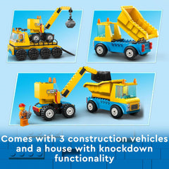 Lego City 60391 Construction Trucks and Wrecking Ball Crane Set
