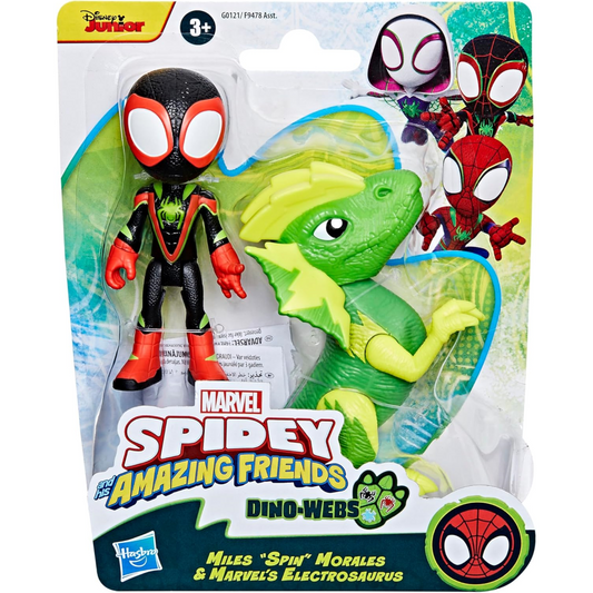 Marvel Spidey and His Amazing Friends Dino-Webs MILES SPIN MORALES & MARVEL'S ELECTROSAURUS
