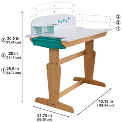 KidKraft Grow Together Pocket Adjustable Desk with Hutch & Chair Natural Colour