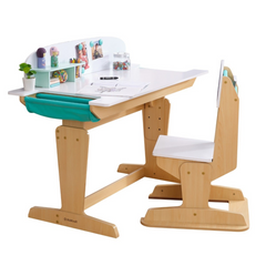 KidKraft Grow Together Pocket Adjustable Desk with Hutch & Chair Natural Colour