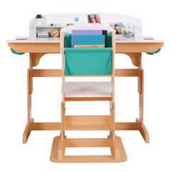 KidKraft Grow Together Pocket Adjustable Desk with Hutch & Chair Natural Colour
