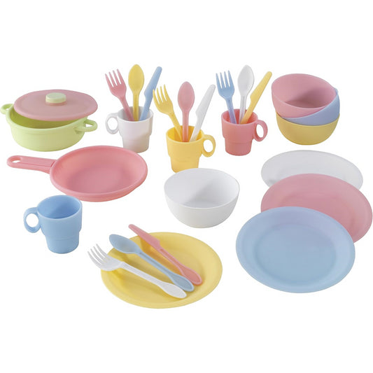 KidKraft 27-Piece Pastel Cookware Kitchen Utensil Set Playset