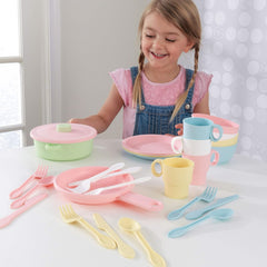 KidKraft 27-Piece Pastel Cookware Kitchen Utensil Set Playset