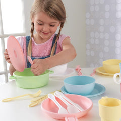 KidKraft 27-Piece Pastel Cookware Kitchen Utensil Set Playset