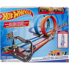 Hot Wheels Two-Track Looping and Straight Parts Large Loopings & 2 Toy Vehicles