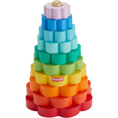 Fisher-Price Wood Toy Ring Stacker 10-Piece Wooden Stacking Activity