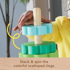 Fisher-Price Wood Toy Ring Stacker 10-Piece Wooden Stacking Activity