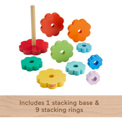 Fisher-Price Wood Toy Ring Stacker 10-Piece Wooden Stacking Activity