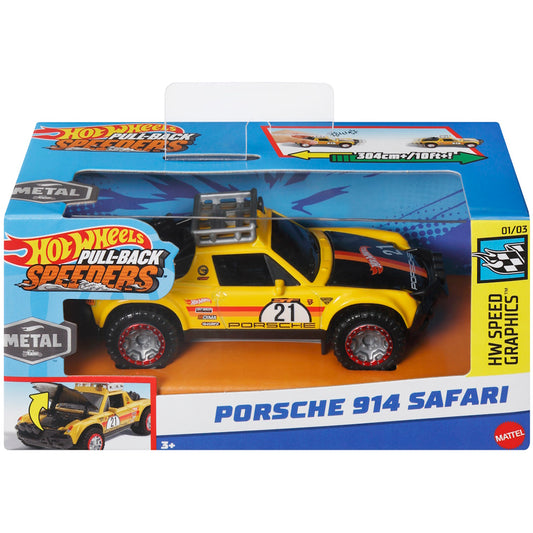 Hot Wheels Pull-Back Speeders 1:43 Toy Car - Porsche 914 Safari