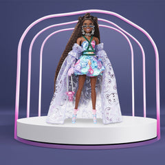 Barbie Extra Fancy Doll in Teddy-Print Gown with Sheer Teddy Bear Pet