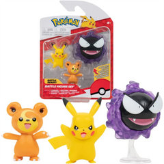 Pokemon Battle Figures 3 Pack 5cm Figures Teddiursa Pikachu and Nebulak