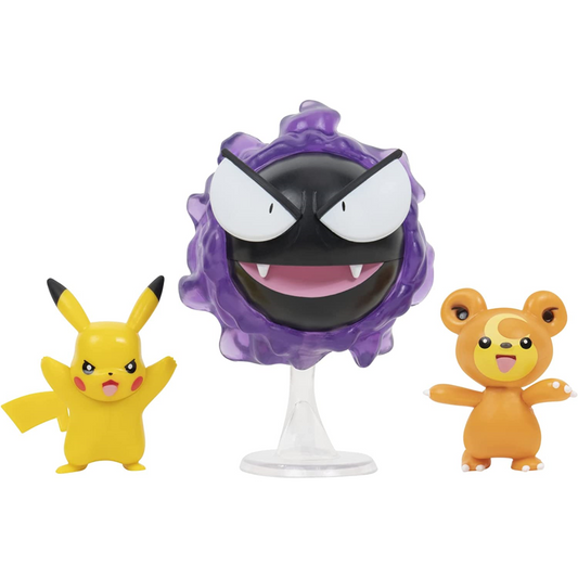 Pokemon Battle Figures 3 Pack 5cm Figures Teddiursa Pikachu and Nebulak