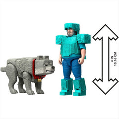 Minecraft Movie Steve in Diamond Armor & Wolf 2 Pack Figures