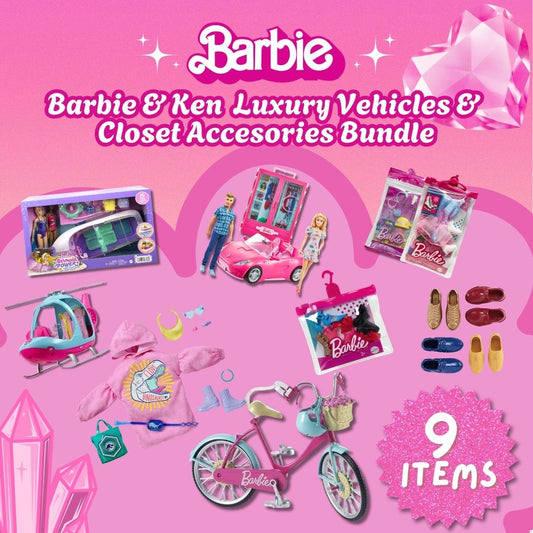 Barbie & Ken Luxury Vehicles and Closet With Extra Accessories Bundle