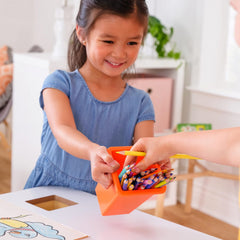 KidKraft Pocket Storage Table & 2 Chair Set in Natural White and Green Colour