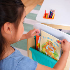 KidKraft Pocket Storage Table & 2 Chair Set in Natural White and Green Colour