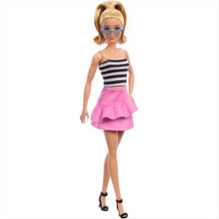 Barbie Fashionista Doll Blonde with Striped Top Pink Skirt 65th Anniversary
