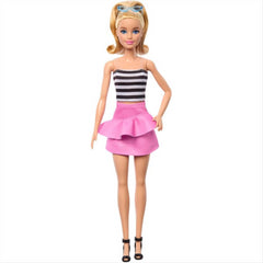 Barbie Fashionista Doll Blonde with Striped Top Pink Skirt 65th Anniversary