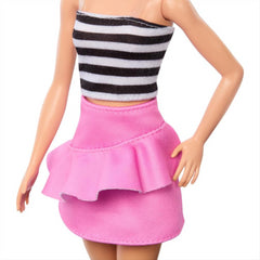 Barbie Fashionista Doll Blonde with Striped Top Pink Skirt 65th Anniversary