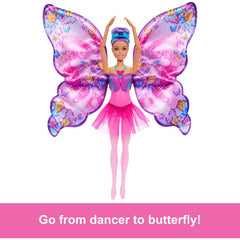 Barbie Dance And Flutter Doll with 2-in-1 Transformation Dancer to Butterfly