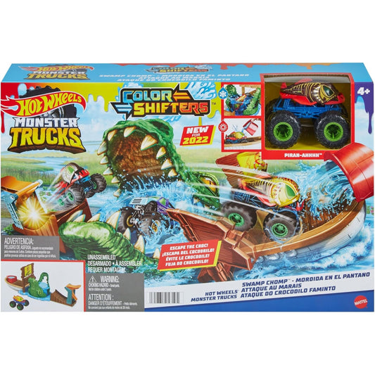 Hot Wheels Monster Truck Colour Shifters Swamp Chomp Vehicle and Track Playset