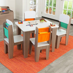 KidKraft Pocket Storage Table and 4 Chairs - Grey Ash (Collection Only)