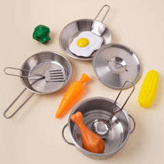 KidKraft Deluxe Metal Cookware Set with Toy Food Pots and Pans