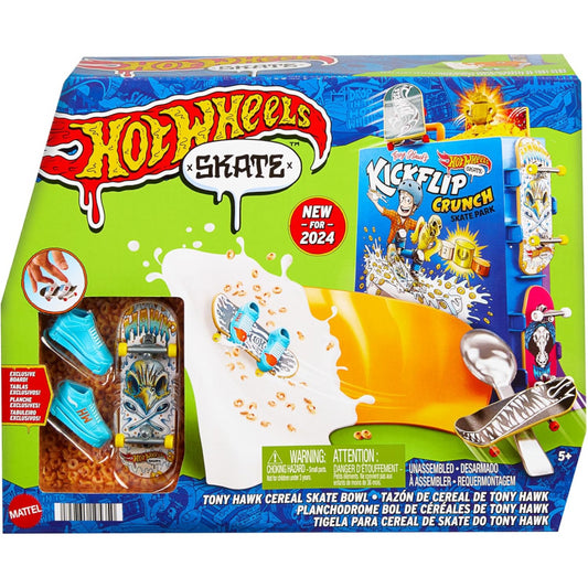 Hot Wheels Skate Tony Hawk Cereal Bowl Fingerboard Set 1 Board & Skate Shoes