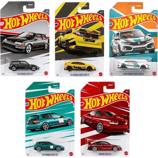 Hot Wheels Honda Civic Anniversary Set of 5 Cars Vehicles