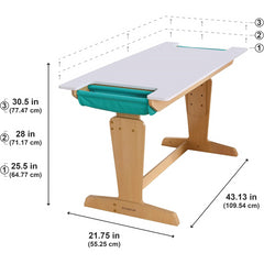 KidKraft Grow Together Pocket Adjustable Desk & Chair Set in Natural & White Colour