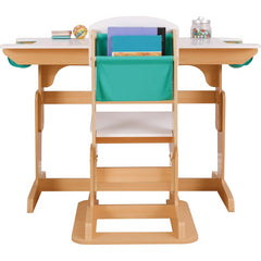 KidKraft Grow Together Pocket Adjustable Desk & Chair Set in Natural & White Colour