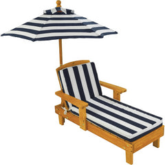 KidKraft Outdoor Wooden Chaise Garden Sun Lounger with Umbrella for Kids