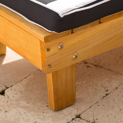 KidKraft Outdoor Wooden Chaise Garden Sun Lounger with Umbrella for Kids