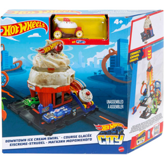 Hot Wheels City Downtown Ice Cream Swirl Playset and Toy Car