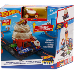 Hot Wheels City Downtown Ice Cream Swirl Playset and Toy Car